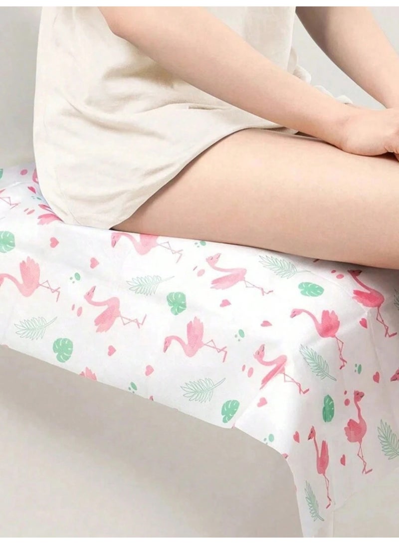 Fasola Disposable Toilet Seat Covers, 5 Pcs Toilet Seat Covers, Waterproof Non-woven PE Film Disposable Toilet Mat, Extra Large Full Coverage Toilet Cover Travel Toilet Paper Covers Public Restroom Essentials for Adults and Kids (Flamingo Print) - Image 5